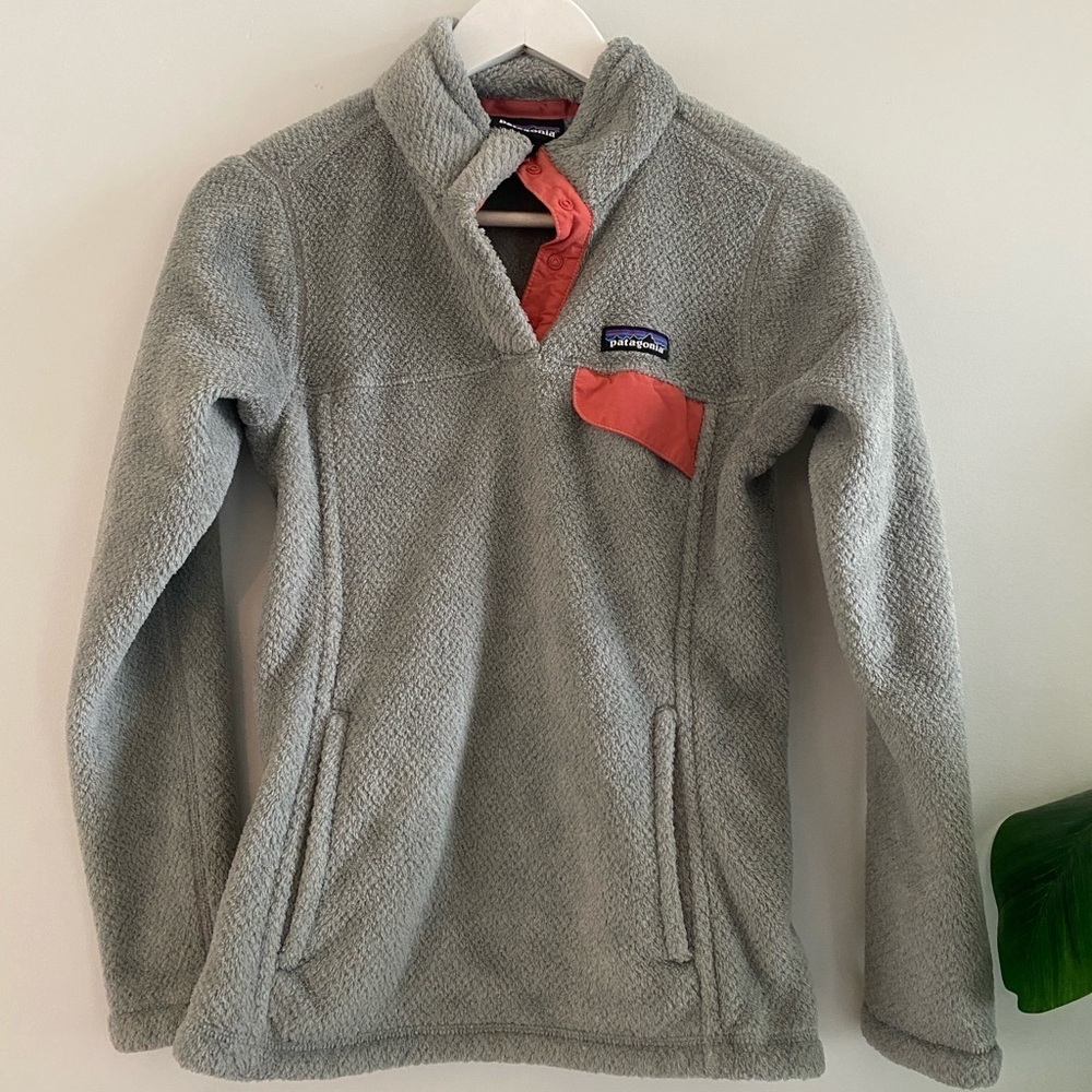 Patagonia Womens re tool snap t warm pullover grey pink XS